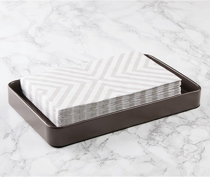 mDesign Modern Decorative Metal Guest Hand Towel Tray Holder Organizer - Image 3