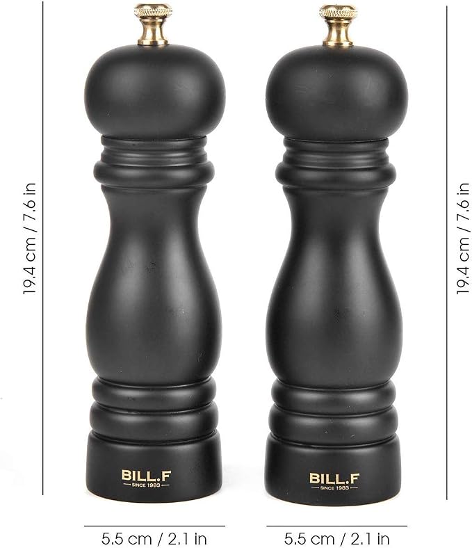 BILL.F Salt and Pepper Grinder Wooden Pepper Mill Grinder Salt Pepper Shakers - Image 2