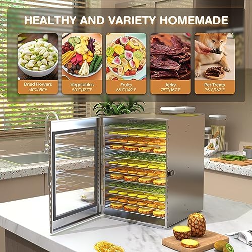 Food Dehydrator Machine, 12 Stainless Steel Trays, 1000W