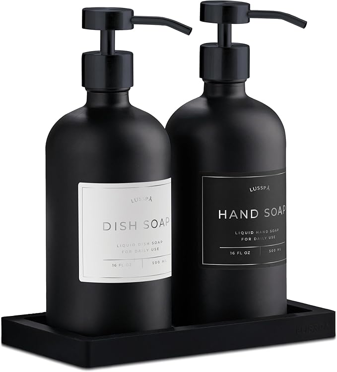 Glass Soap Dispenser Set of 2 by Unknown