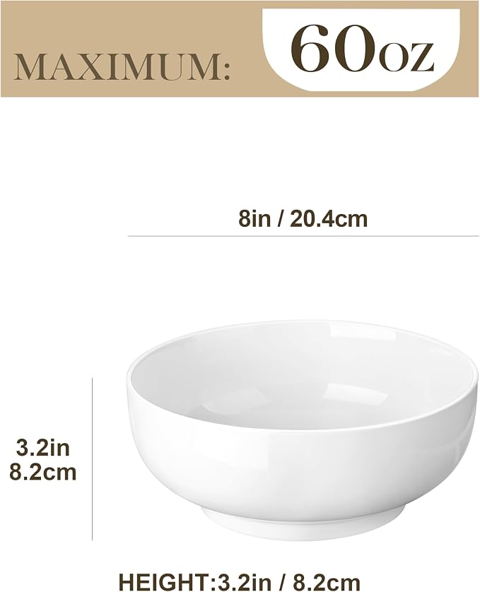 MALACASA Large Serving Bowls - 60 OZ Salad Bowls Set of 2 - Image 2