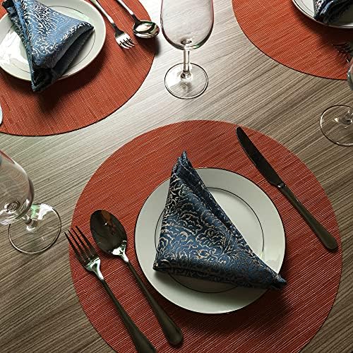 WAZAIGUR Round Placemats Set of 4, Vinyl Place Mats, 15inch, Orange