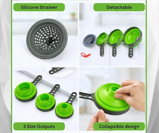 Collapsible Funnel Set of 3 | Silicone Pot Edge Soup Pour Spout | Food Grade - Image 2