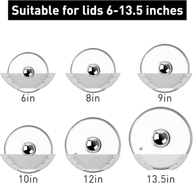 Universal Pot Lid Organizer for Cabinet, Fits 6" to 13.5" - Image 6