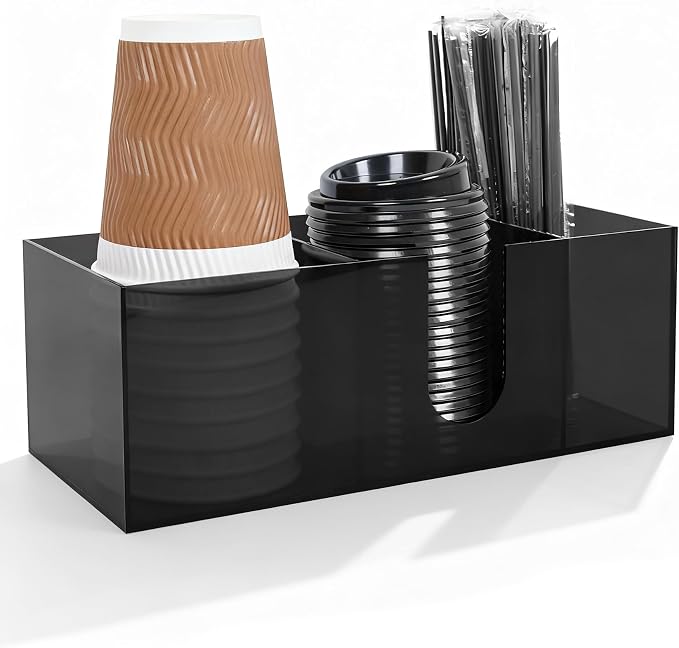 Acrylic Coffee Cup Holder for Countertop, 3 Slots Acrylic Coffee Bar by ClarityCraze