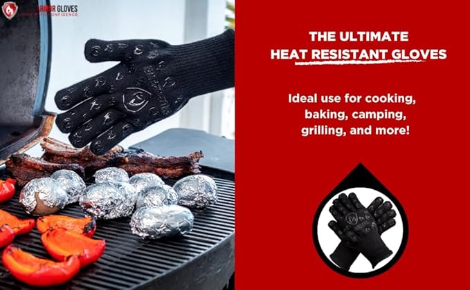 Grill Armor Oven Gloves with Fingers – Extra Long Cuff, 932°F Heat, Fire & Cut - Image 2