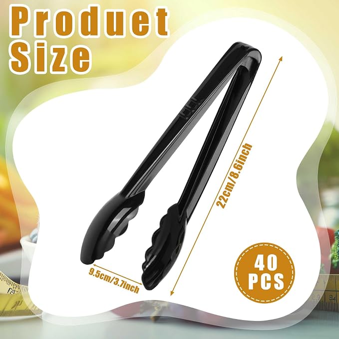 Mwellewm 40 Pcs Plastic Tongs for Serving Bulk 9 Inch Serving Disposable Tongs - Image 4