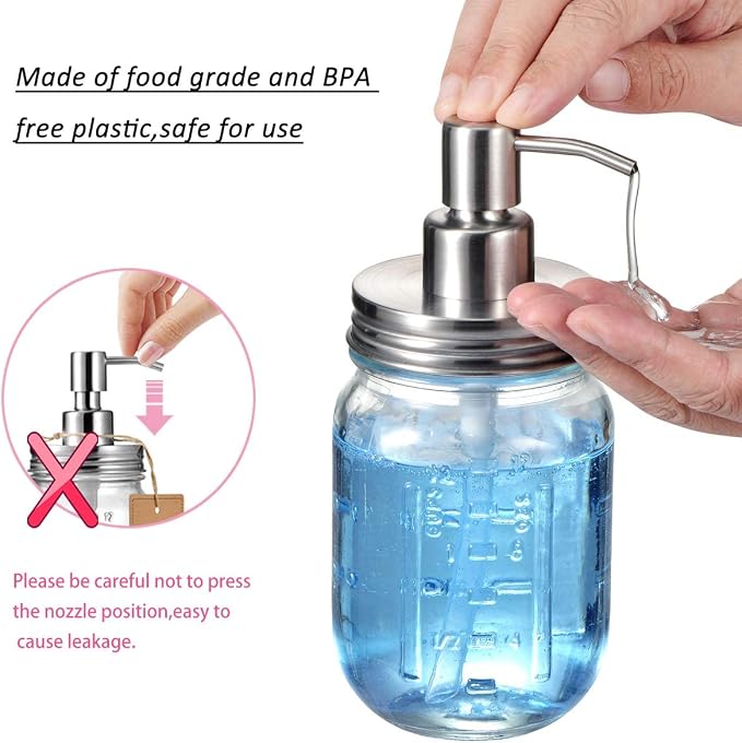 Amolliar Mason Jar Liquid Soap Dispenser Lid, Rustproof Stainless Steel - Image 5