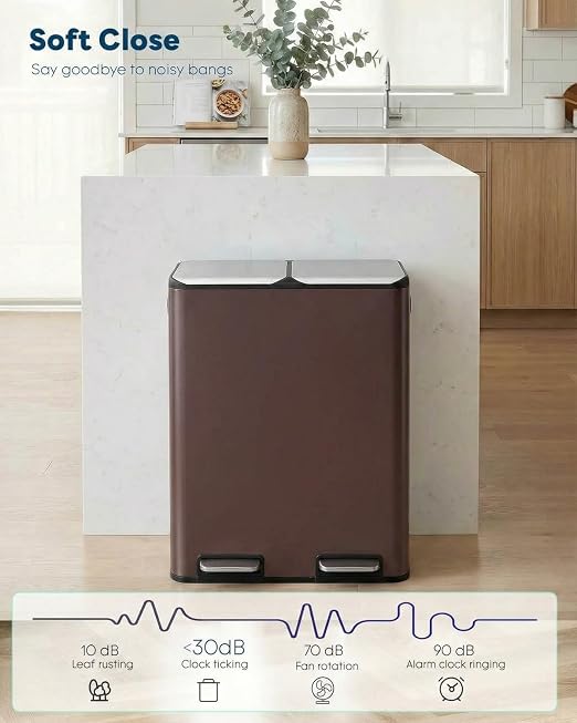 ComfyCorner 16 Gal Dual Trash Can, Stainless Steel Kitchen Garbage Bin - Image 6