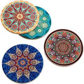 Coasters for Drinks Absorbent 4 Pack Ceramic Coasters Set,4" Stoneware