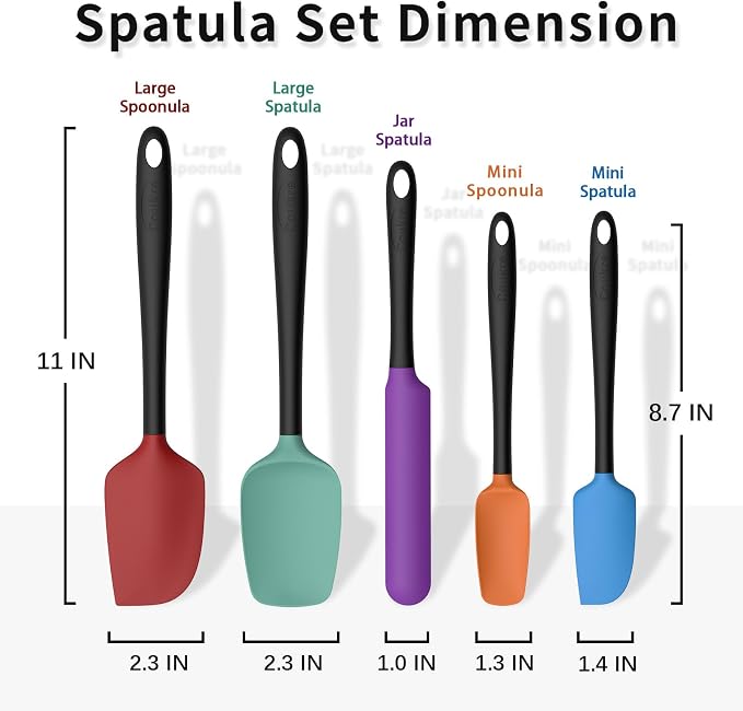 Coukre Silicone Spatula Set of 5, High Temperature Resistant, Food Grade - Image 2