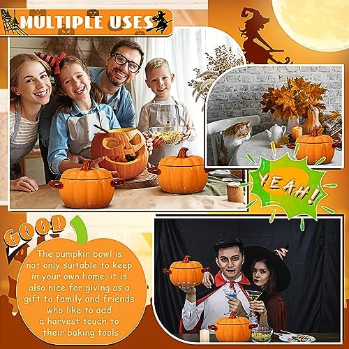 Uiifan 2 Pcs Pumpkin Pot for Cooking with Lid, 17 oz, Orange