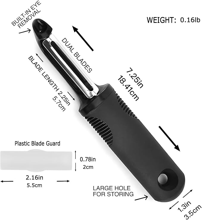 Swivel Vegetable Peeler with Non-Slip Ergonomic Handle, Rust-Proof Steel Blades - Image 2