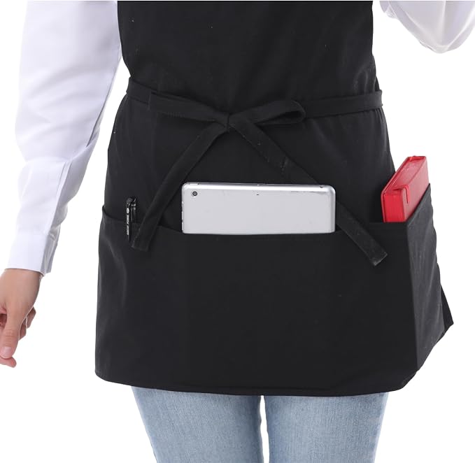 Aprons for Women with 3 Pockets, Server Apron, Aprons for Cooking, Chef Apron - Image 4