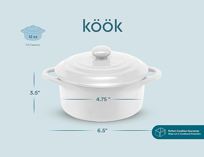 Kook Ceramic Mini Cocotte Set, Small Casserole Dishes - Image 8