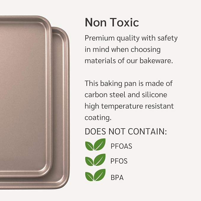 HAPPIELS Nonstick Baking Sheet Set of 2 | PFOA & BPA Free Non Toxic Carbon - Image 5