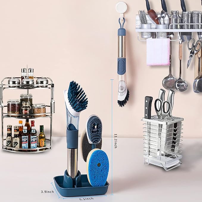 Dish Cleaning Brush, Soap Dispensing Dish Brush Set - Image 7