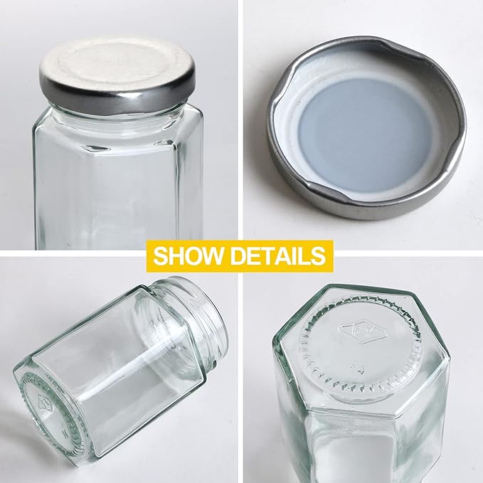 Accguan Hexagon Glass Jars, Mason Jars - Image 3