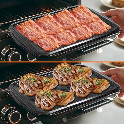 16.75" Broiler Pan for Oven with Rack, Thick Enamel Roasting Pan Set