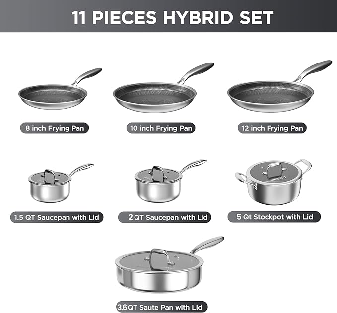 COOKER KING Stainless Steel Cookware Set, Hybrid Ceramic Cookware, Non-Stick - Image 5
