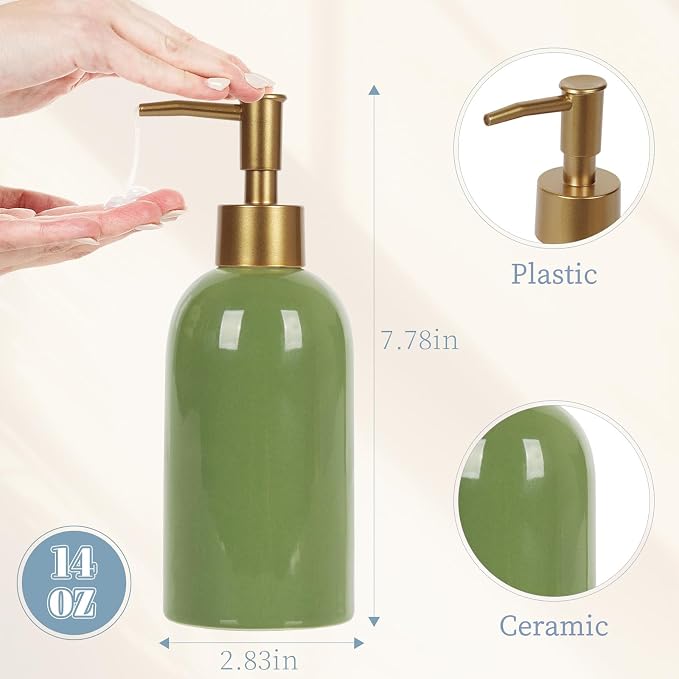 Natheeph 14OZ Ceramic Soap Dispenser Ceramic Soap Pump Dispenser Can Fill Liquid - Image 2