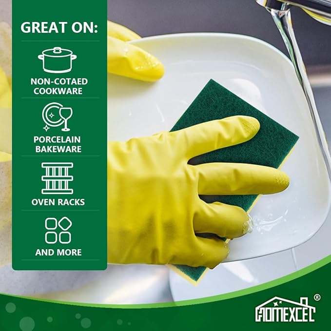 HOMEXCEL Heavy Duty Scrub Sponges Kitchen 60 Count, Extra-Large Sponges - Image 5