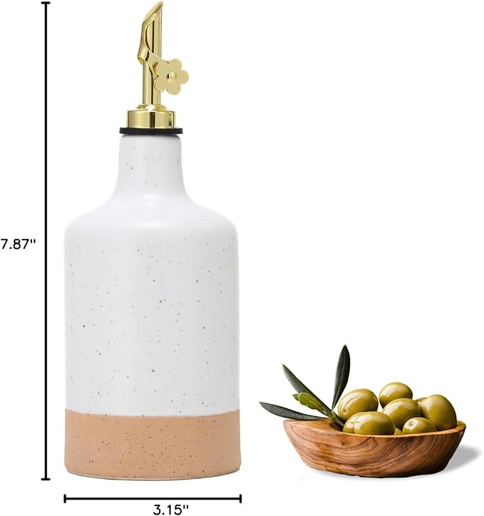 HOMCDALY Ceramic Olive Oil Dispenser Bottle, 16oz Oil Dispenser Bottle - Image 8