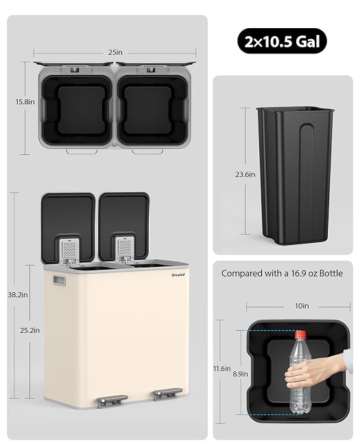 Lovewind Trash Can, 2 x 10.5 Gallon Garbage Can - Image 7