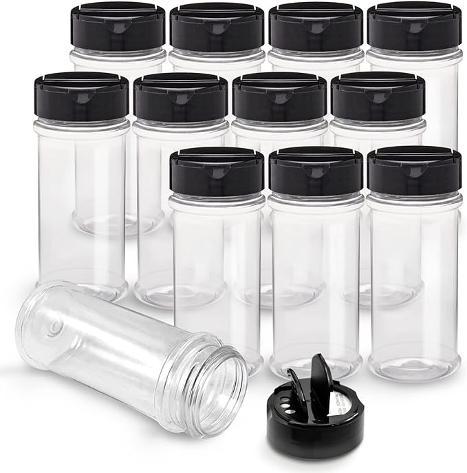 RoyalHouse 12 Pack 5.5 Oz Plastic Spice Jars by RoyalHouse