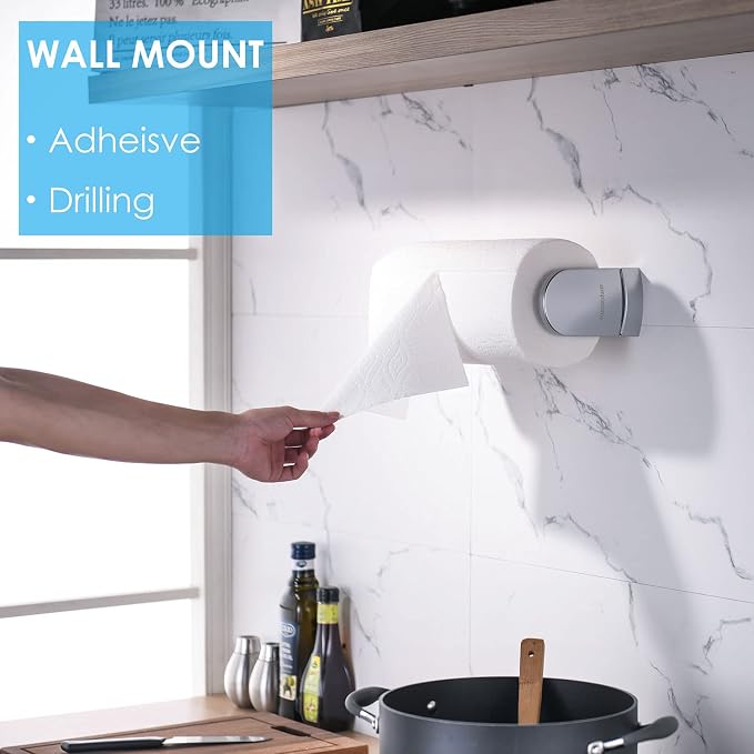 simpletome ONE Hand Tear Paper Towel Holder Under Cabinet Adhesive or Drilling - Image 2