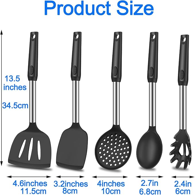KLAQQED 5Pcs Silicone Spatula Heat Resistant Long Large Spatulas Set - Image 7