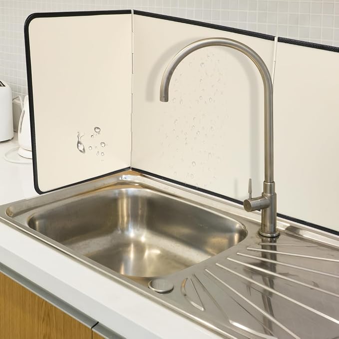 4 Sided Beige Splatter Guard Foldable Stainless Steel Stove Splash Guard Oil - Image 2