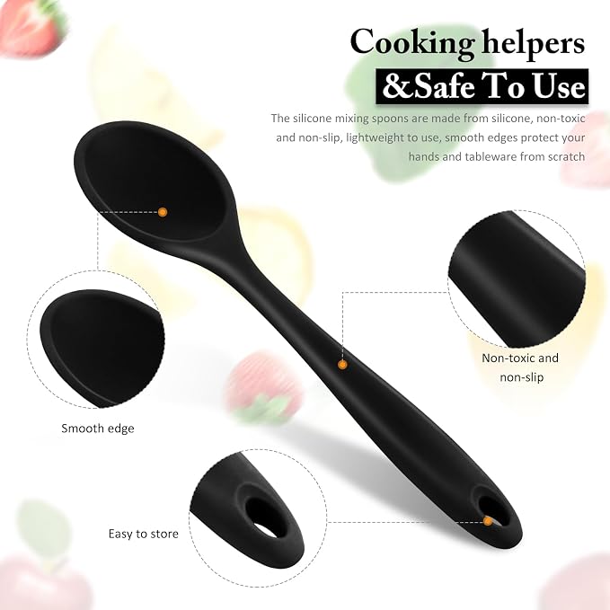 Shappy 4 Pieces Silicone Cooking Spoons 10.6 Inch Heat Resistant Kitchen Spoons - Image 4