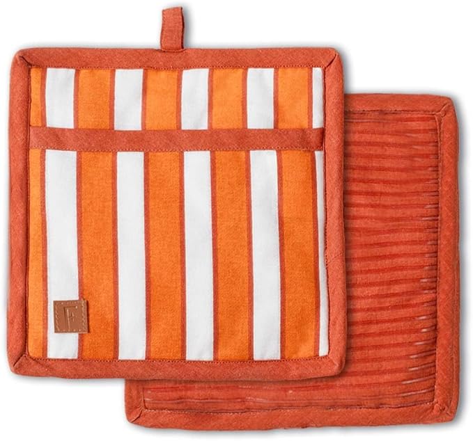 Folkulture Pot Holders for Kitchen | Pack of 2 Ribbed Soft Silicone Hot Pads by FOLKULTURE