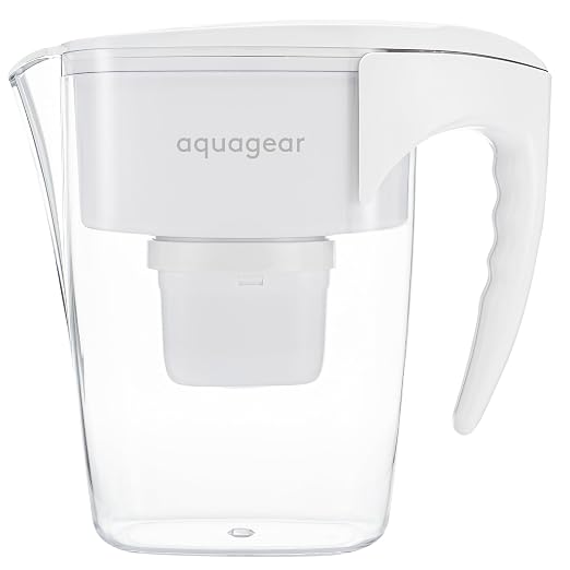 Aquagear Water Filter Pitcher – Lead, Microplastics Filter, 10 Cup, 120 Gallon by Aquagear