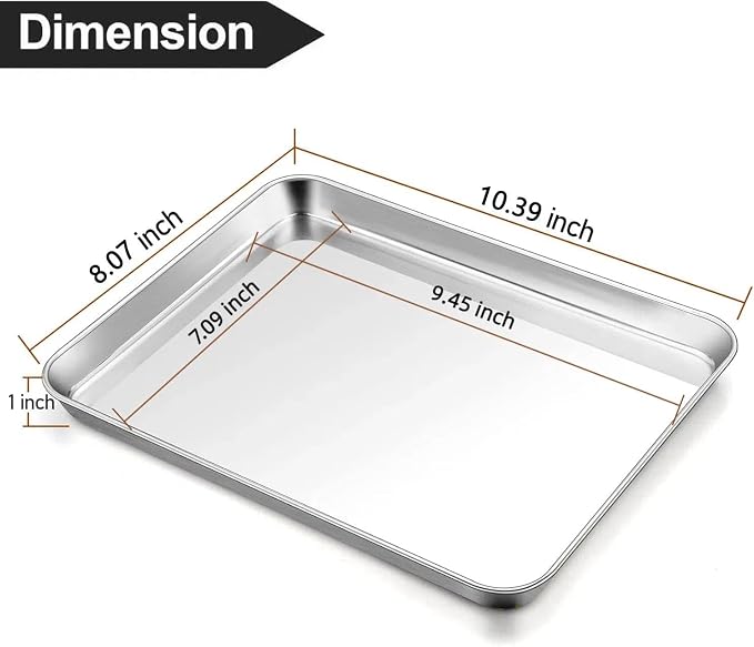 Baking Sheet Cookie Sheet Set of 2, Umite Chef Stainless Steel Baking Pans Tray - Image 2