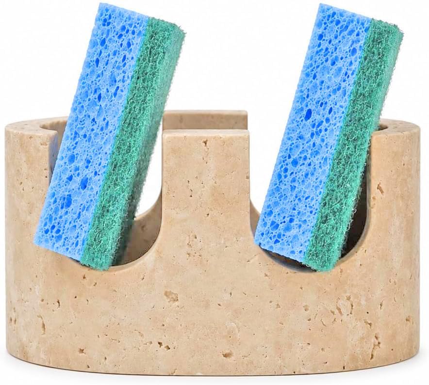 Italy Travertine 2-Slot Sponge Holder for Kitchen Sink