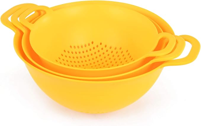 Mintra Home Plastic Strainer Colanders Set: 3, 3.5 and 5 Quart Double Strong - Image 2