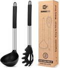 Silicone Pasta Fork and Ladle Spoon Set, Large Non Stick Kitchen Utensils by BUNDLEPRO