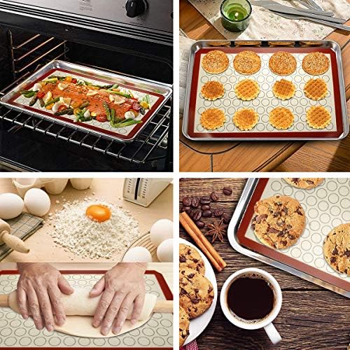 Wildone Baking Sheet with Silicone Mat Set, 4 Pieces