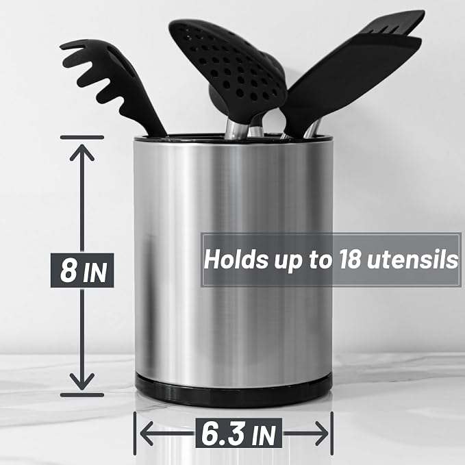 Kitchen Utensil Holder for Countertop 360° Rotating Utensil Caddy Extra Large - Image 4