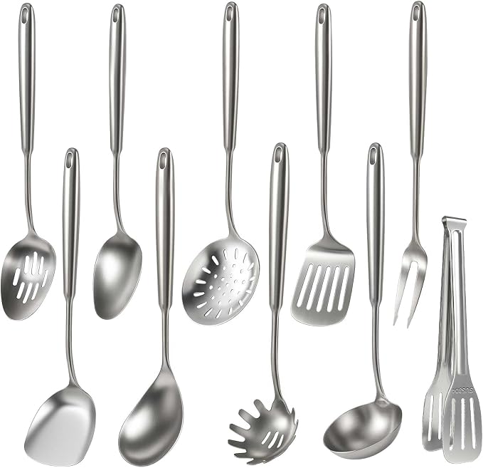 Newness 10 Pcs Cooking Utensils Set, 304 Stainless Steel Kitchen Utensils Set by NewnessFocusOnStainlessSteel