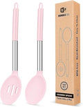 Pack of 2 Large Silicone Cooking Spoons, Non Stick Solid Basting Spoon by BUNDLEPRO