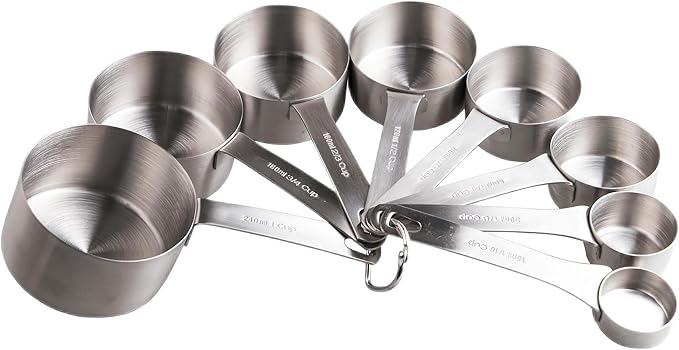 Measuring Cup Set of 8, 18/8 Stainless Steel Measuring Cups by Smithcraft