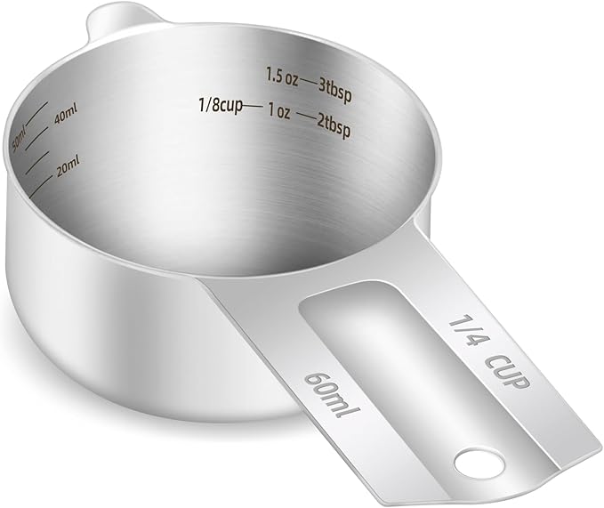 1PCS 1/4Cup Single Measuring Cup, Etched Inner Scale Stainless Steel Measure by BERYLER