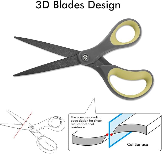LIVINGO 2 Pack 8" Titanium Non-Stick Scissors, Professional Stainless Steel - Image 5