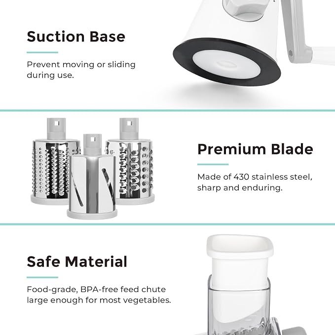 X Home Rotary Cheese Grater for Kitchen, Shredder - Image 5