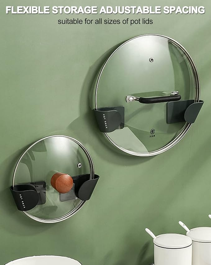 Tendiren Pot Lid Organizer, 6 Pairs of Adjustable Wall Mount Pot Lid Holder - Image 4