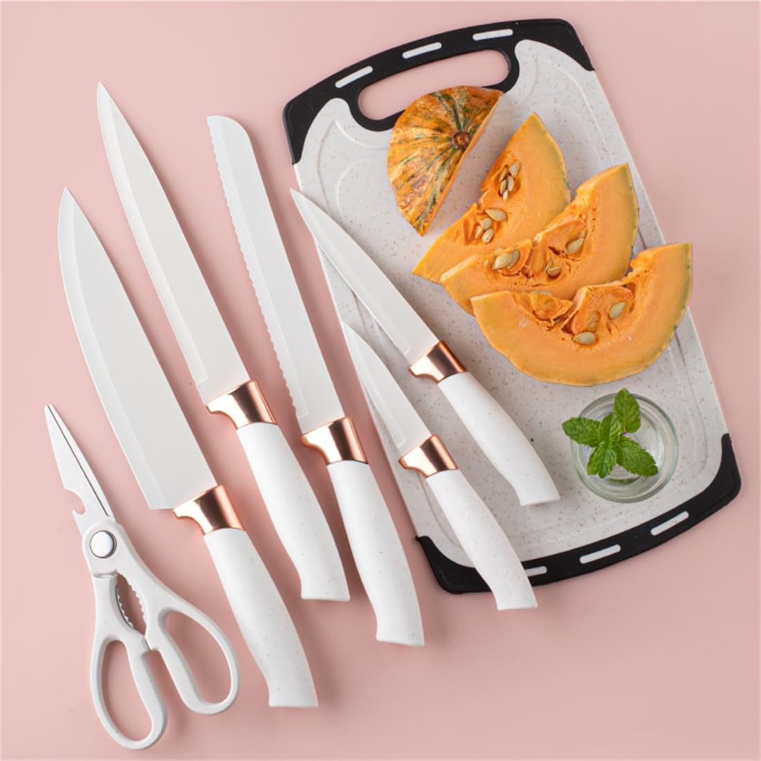 19 PCS Kitchen Cooking Utensils and Knife Set with Holder Block