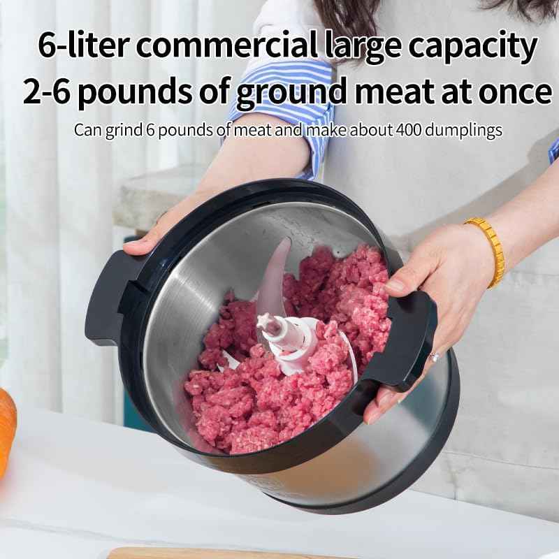 Electric Food Processor, 6L, Stainless Steel Meat Grinder